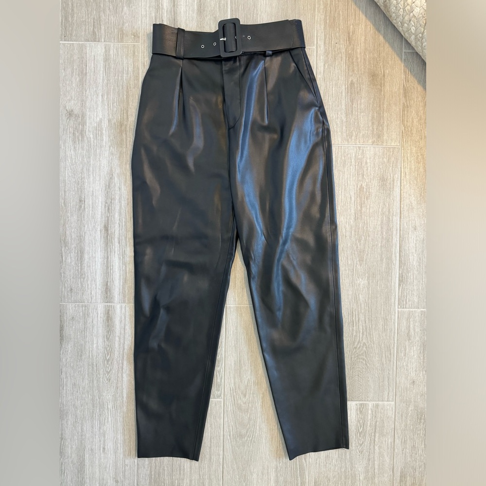 Zara Faux Leather Pants with Belt